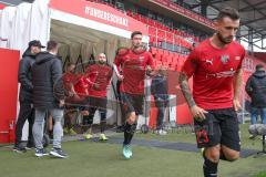 3. Fußball-Liga - Saison 2019/2020 - FC Ingolstadt 04 -  Preußen Münster - Maximilian Thalhammer (#6,FCI) - Robin Krausse (#23,FCI)  - Nico Antonitsch (#5,FCI)  - Foto: Meyer Jürgen