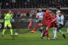 3. Liga - FC Ingolstadt 04 - 1860 München - Kampf vor dem Münchener Tor, Stefan Kutschke (30, FCI) Dennis Eckert Ayensa (7, FCI) Willsch Marius (25, München) Torwart Hiller Marco (1, München)