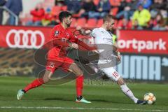 3. Fußball-Liga - Saison 2019/2020 - FC Ingolstadt 04 - Victoria Köln - Beister Maximilian (#10,FCI) - Hamza Saghiri (#35 Köln) - Foto: Meyer Jürgen