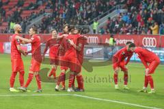 3. Fußball-Liga - Saison 2019/2020 - FC Ingolstadt 04 - Carl Zeiss Jena - Der 5:1 Führungstreffer durch Fatih Kaya (#9,FCI)  - jubel - Björn Paulsen (#4,FCI)  - Peter Kurzweg (#16,FCI)  - Thomas Keller (#27,FCI)  - Foto: Meyer Jürgen