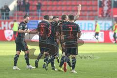 3. Fußball-Liga - Saison 2019/2020 - FC Ingolstadt 04 -  Preußen Münster - Der 2:2 Ausgleichstreffer durch Marcel Gaus (#19,FCI)  - jubel - Dennis Eckert Ayensa (#7,FCI)  - Maximilian Thalhammer (#6,FCI) - Nico Antonitsch (#5,FCI)  - Foto: Meyer Jürgen