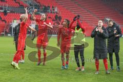 3. Fußball-Liga - Saison 2019/2020 - FC Ingolstadt 04 - Carl Zeiss Jena - Die Spieler bedanken sich bei den Fans nach dem Spiel - jubel - Marcel Gaus (#19,FCI)  - Nico Antonitsch (#5,FCI)  - Thomas Keller (#27,FCI)  - Ganiggia Ginola Elva (#14,FCI)  - Bjö