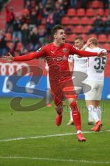 3. Fußball-Liga - Saison 2019/2020 - FC Ingolstadt 04 - 1.FC Kaiserslautern - Thomas Keller (#27,FCI)  mit dem 1:0 Führungstreffer - jubel - Foto: Meyer Jürgen