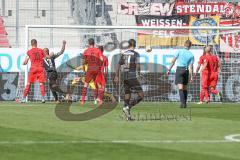 3. Fußball-Liga - Saison 2019/2020 - FC Ingolstadt 04 - Hallescher FC - Der 1:2 Treffer - Torwart Fabijan Buntic (#24,FCI)  - Foto: Meyer Jürgen