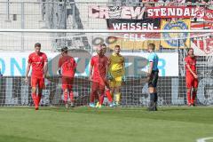3. Fußball-Liga - Saison 2019/2020 - FC Ingolstadt 04 - Hallescher FC - Der 1:2 Treffer - Torwart Fabijan Buntic (#24,FCI)  - Enttäuschung - Foto: Meyer Jürgen