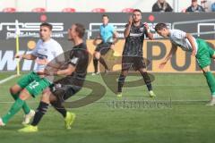 3. Fußball-Liga - Saison 2019/2020 - FC Ingolstadt 04 -  Preußen Münster - Fatih Kaya (#9,FCI)  - Oliver Schnitzler Torwart (#1 Preußen Münster) - Marcel Gaus (#19,FCI)  - Foto: Meyer Jürgen