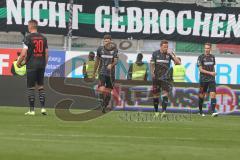 3. Fußball-Liga - Saison 2019/2020 - FC Ingolstadt 04 -  Preußen Münster - Der 0:1 Führungstreffer - Robin Krausse (#23,FCI)  -Stefan Kutschke (#30,FCI)  - Maximilian Thalhammer (#6,FCI) - Marcel Gaus (#19,FCI)  - Tobias Schröck (#21,FCI)  - Foto: Meyer J