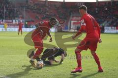 3. Fußball-Liga - Saison 2019/2020 - FC Ingolstadt 04 - KFC Uerdingen - Frederic Ananou (#2,FCI) - Rijad Kobiljar (#25 Uerdingen) - Foto: Meyer Jürgen