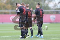 3. Fußball-Liga - Saison 2019/2020 - Testspiel - FC Ingolstadt 04 - VFR Aalen - Der 1: 0 Führungstreffer durch Filip Bilbija (#35,FCI)  - jubel - Stefan Kutschke (#30,FCI)  - Beister Maximilian (#10,FCI) - Maximilian Wolfram (#8,FCI)  - Foto: Stefan Bösl