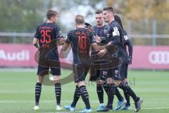 3. Fußball-Liga - Saison 2019/2020 - Testspiel - FC Ingolstadt 04 - VFR Aalen - Der 1: 0 Führungstreffer durch Filip Bilbija (#35,FCI)  - jubel - Stefan Kutschke (#30,FCI)  - Beister Maximilian (#10,FCI) - Maximilian Wolfram (#8,FCI)  - Foto: Stefan Bösl