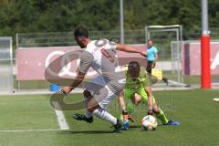 3. Liga - Testspiel - FC Ingolstadt 04 - SKN St. Pölten - Torwart Lukas Wackerle foult Fatih Kaya (9, FCI), es gibt Elfmeter den Agyemang Diawusie (11, FCI) verschießt