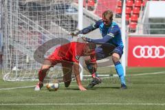 3. Fußball-Liga - Saison 2019/2020 - Freundschaftsspiel - VFB Eichstätt - FC Ingolstadt 04 - Torwart Daniel Baltzer (Nr.31, VfB Eichstätt) - Fatih Kaya (Nr.9, FC Ingolstadt 04) - Foto: Meyer Jürgen