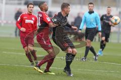 3. Fußball-Liga - Saison 2019/2020 - Testspiel - FC Ingolstadt 04 - VFR Aalen - Stefan Kutschke (#30,FCI)  im Zweikampf mit Appiah Marcel #14 VFR Aalen - Foto: Stefan Bösl