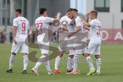 3. Liga - Testspiel - FC Ingolstadt 04 - TSV 1860 Rosenheim - Torjubel Maximilian Wolfram (8, FCI) Maximilian Thalhammer (18, FCI) Robin Krauße (23, FCI) Fatih Kaya (9, FCI) Gabriel Weiß (32, FC) Thomas Keller (27, FCI)