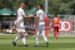 3. Liga - Testspiel - FC Ingolstadt 04 - SKN St. Pölten - Fatih Kaya (9, FCI) nimmt sich den Ball allein, Solo, Tor 1:0, Jubel mit Stefan Kutschke (30, FCI)