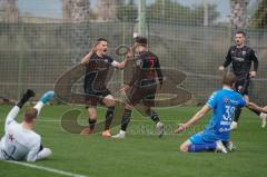 3. Liga - FC Ingolstadt 04 - Wintertrainingslager Spanien - Testspiel - Kaa Gent - 2:3 - Tor durch Dennis Eckert Ayensa (7, FCI) Jubel mit Stefan Kutschke (30, FCI) Maximilian Wolfram (8, FCI)