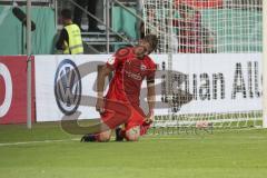 Im Bild: Stefan Kutschke (#30 FC Ingolstadt) kniet auf dem Rasen

Fussball - DFB Pokal - Ingolstadt - Saison 2019/2020 - FC Ingolstadt 04 - 1. FC Nürnberg- 09.08.2019 -  Foto: Ralf Lüger/rsp-sport.de