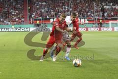 Im Bild: Patrick Sussek (#37 FC Ingolstadt) und Nikola Dovedan (#8 FC Nürnberg)

Fussball - DFB Pokal - Ingolstadt - Saison 2019/2020 - FC Ingolstadt 04 - 1. FC Nürnberg- 09.08.2019 -  Foto: Ralf Lüger/rsp-sport.de