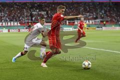 Im Bild: Patrick Sussek (#37 FC Ingolstadt) und Nikola Dovedan (#8 FC Nürnberg)

Fussball - DFB Pokal - Ingolstadt - Saison 2019/2020 - FC Ingolstadt 04 - 1. FC Nürnberg- 09.08.2019 -  Foto: Ralf Lüger/rsp-sport.de