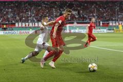 Im Bild: Patrick Sussek (#37 FC Ingolstadt) und Nikola Dovedan (#8 FC Nürnberg)

Fussball - DFB Pokal - Ingolstadt - Saison 2019/2020 - FC Ingolstadt 04 - 1. FC Nürnberg- 09.08.2019 -  Foto: Ralf Lüger/rsp-sport.de