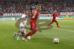 Im Bild: Patrick Sussek (#37 FC Ingolstadt) und Nikola Dovedan (#8 FC Nürnberg)

Fussball - DFB Pokal - Ingolstadt - Saison 2019/2020 - FC Ingolstadt 04 - 1. FC Nürnberg- 09.08.2019 -  Foto: Ralf Lüger/rsp-sport.de