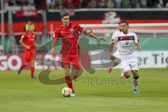 Im Bild: M. Thalhammer  (#6 FC Ingolstadt) und Nikola Dovedan (#8 FC Nürnberg)

Fussball - DFB Pokal - Ingolstadt - Saison 2019/2020 - FC Ingolstadt 04 - 1. FC Nürnberg- 09.08.2019 -  Foto: Ralf Lüger/rsp-sport.de