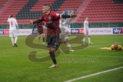 3. Liga - FC Ingolstadt 04 - VfB Lübeck - Tor Jubel 1:0 Stefan Kutschke (30, FCI) Torwart Raeder Lukas (32 Lübeck) am Boden