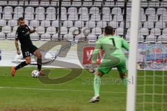 3. Liga - Türkgücü München - FC Ingolstadt 04 - Robin Krauße (23, FCI) Torwart Vollath René (1 Türkgücü)