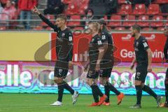 3. Liga - Hallescher FC - FC Ingolstadt 04 - Hakentrick Stefan Kutschke (30, FCI) mit dem 0:2 Tor Jubel Ilmari Niskanen (22, FCI) Björn Paulsen (4, FCI) Michael Heinloth (17, FCI)