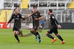 3. Liga - Türkgücü München - FC Ingolstadt 04 - Tor Jubel 0:1 Thomas Keller (27, FCI) mit Marcel Gaus (19, FCI) Fatih Kaya (9, FCI)
