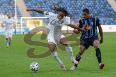 3. Liga - Waldhof Mannheim - FC Ingolstadt 04 - Caniggia Ginola Elva (14, FCI) Donkor Anton-Leander (19 Mannheim) Zweikampf