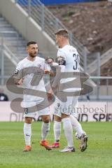 3. Liga - 1. FC Saarbrücken - FC Ingolstadt 04 - Robin Krauße (23, FCI) Stefan Kutschke (30, FCI) gratulieren sich Tor Jubel