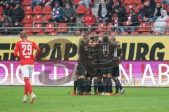 3. Liga - Hallescher FC - FC Ingolstadt 04 - Tor Ingolstadt Marcel Gaus (19, FCI) 0:1, Jubel, Maximilian Beister (11, FCI) Caniggia Ginola Elva (14, FCI) Stefan Kutschke (30, FCI) Ilmari Niskanen (22, FCI) Dominik Franke (3 FCI) Tobias Schröck (21, FCI)