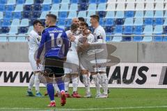 3. Liga - 1. FC Saarbrücken - FC Ingolstadt 04 - Tor Jubel Dennis Eckert Ayensa (7, FCI) 0:1, mit Stefan Kutschke (30, FCI) Merlin Röhl (34, FCI) Robin Krauße (23, FCI)