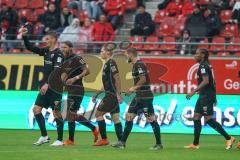 3. Liga - Hallescher FC - FC Ingolstadt 04 - Hakentrick Stefan Kutschke (30, FCI) mit dem 0:2 Tor Jubel Ilmari Niskanen (22, FCI) Björn Paulsen (4, FCI) Michael Heinloth (17, FCI) Caniggia Ginola Elva (14, FCI)