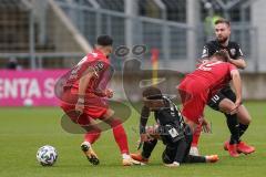 3. Liga - Türkgücü München - FC Ingolstadt 04 - Kampf um den Ball Tosun Ünal (8 Türkgücü) Fatih Kaya (9, FCI) Fischer Kilian (17 Türkgücü) Marc Stendera (10, FCI)