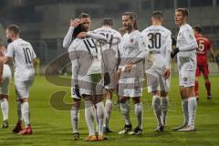 3. Liga - FC Bayern II - FC Ingolstadt 04 - Tor Ausgleich 1:1 Jubel Sprung Caniggia Ginola Elva (14, FCI) Stefan Kutschke (30, FCI) Merlin Röhl (34, FCI) Michael Heinloth (17, FCI) Nico Antonitsch (5, FCI) Filip Bilbija (35, FCI) Marcel Gaus (19, FCI)