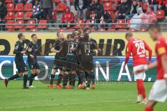 3. Liga - Hallescher FC - FC Ingolstadt 04 - Tor Ingolstadt Marcel Gaus (19, FCI) 0:1, Jubel, Maximilian Beister (11, FCI) Caniggia Ginola Elva (14, FCI) Stefan Kutschke (30, FCI) Ilmari Niskanen (22, FCI) Dominik Franke (3 FCI) Tobias Schröck (21, FCI)