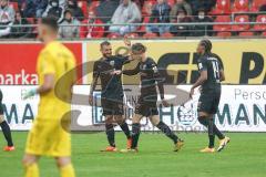 3. Liga - Hallescher FC - FC Ingolstadt 04 - Tor Ingolstadt Marcel Gaus (19, FCI) 0:1, Jubel, Robin Krauße (23, FCI) Caniggia Ginola Elva (14, FCI)