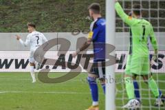 3. Liga - 1. FC Saarbrücken - FC Ingolstadt 04 - Tor 1:2 Jubel Dennis Eckert Ayensa (7, FCI) Torwart Batz Daniel (1 SB)