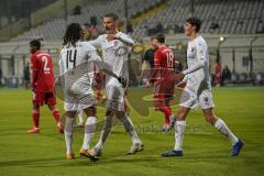 3. Liga - FC Bayern II - FC Ingolstadt 04 - Tor Ausgleich 1:1 Jubel Sprung Caniggia Ginola Elva (14, FCI) Stefan Kutschke (30, FCI) Merlin Röhl (34, FCI)