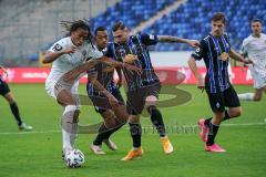 3. Liga - Waldhof Mannheim - FC Ingolstadt 04 - Kampf um den Ball, Caniggia Ginola Elva (14, FCI) Donkor Anton-Leander (19 Mannheim) Hofrath Marcel (31 Mannheim) Christiansen Max (13 Mannheim)