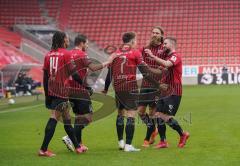 3. Liga - FC Ingolstadt 04 - MSV Duisburg - Tor Ausgleich 1:1 Jubel, Dennis Eckert Ayensa (7, FCI) Björn Paulsen (4, FCI) Marc Stendera (10, FCI) Michael Heinloth (17, FCI) Caniggia Ginola Elva (14, FCI)