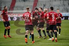 3. Liga - FC Ingolstadt 04 - SV Wiesbaden - Elfmeter Stefan Kutschke (30, FCI) verschossen, Nachschuß Marcel Gaus (19, FCI) mit dem 2:0 Tor, Jubel, Fatih Kaya (9, FCI) Thomas Keller (27, FCI) Nico Antonitsch (5, FCI) Dominik Franke (3 FCI) Björn Paulsen (