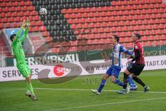 3. Liga - FC Ingolstadt 04 - 1. FC Magdeburg - Thomas Keller (27, FCI) Angriff Bittroff Alexander (24 Magdeburg) Torwart Behrens Morten (1 Magdeburg) hält sicher