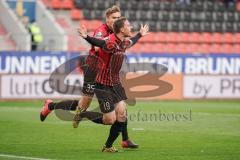 3. Liga - FC Ingolstadt 04 - SC Verl - Tor 1:0 Jubel Marcel Gaus (19, FCI) mit Filip Bilbija (35, FCI)