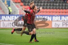 3. Liga - FC Ingolstadt 04 - SC Verl - Tor 1:0 Jubel Marcel Gaus (19, FCI) mit Filip Bilbija (35, FCI)