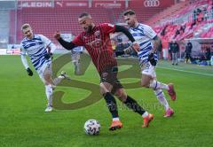 3. Liga - FC Ingolstadt 04 - MSV Duisburg - Fatih Kaya (9, FCI) Dominik Schmidt (3 MSV) Maximilian Sauer (2 MSV)