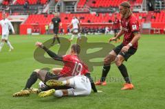 3. Fußball-Liga - Saison 2020/2021 - FC Ingolstadt 04 - SpVgg Unterhaching - Marcel Gaus (#19,FCI) - Björn Paulsen (#4,FCI)  - Foto: Meyer Jürgen