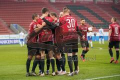 3. Liga - FC Ingolstadt 04 - F.C. Hansa Rostock - Tor Jubel 1:0 Merlin Röhl (34, FCI) mit Stefan Kutschke (30, FCI) Michael Heinloth (17, FCI) Marcel Gaus (19, FCI) Nico Antonitsch (5, FCI) Robin Krauße (23, FCI) Marc Stendera (10, FCI)